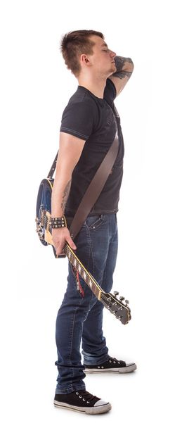 Lead guitarist holding guitar - Фото, изображение