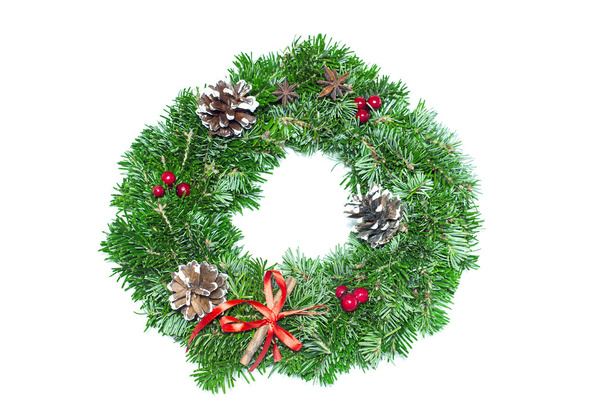 Christmas wreath with tree isolate - Valokuva, kuva