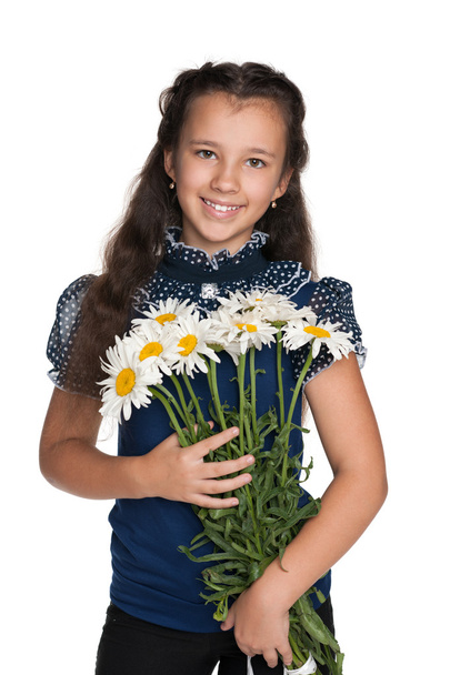Pretty girl with flowers - Фото, зображення