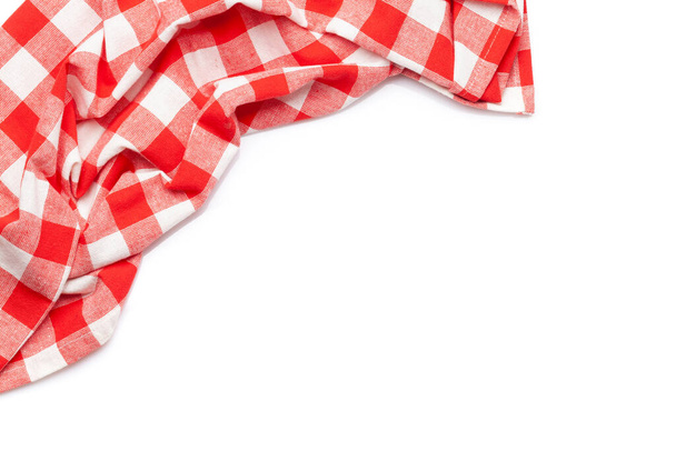 Kitchen table cloth. Cooking towel isolated on white background. Top view flat lay with copy space - Photo, Image
