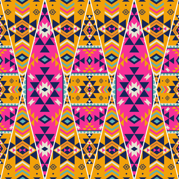 抽象幾何学的パッチワークパターン。ベクトル民族南西アステカ幾何学的なカラフルなパッチワークシームレスなパターンの背景。布、民族のインテリア装飾要素、内装、包装のための使用. - ベクター画像
