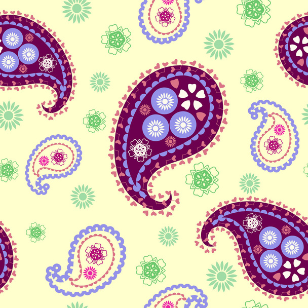 Decorative Vector Colorful seamless paisley pattern - Διάνυσμα, εικόνα