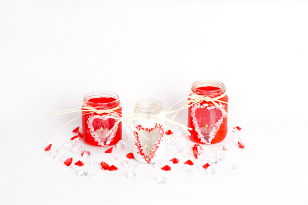 drie Valentijnsdag kandelaars - Foto, afbeelding