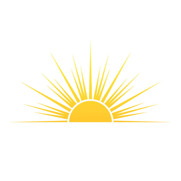 La mitad del sol sale y se pone el sol. Estilo plano. Ilustración vectorial aislada sobre fondo blanco - Vector, Imagen