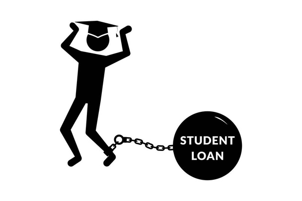 Студентська ікона тоне, прикута до студентського кредиту. Векторні ілюстрації
 - Вектор, зображення