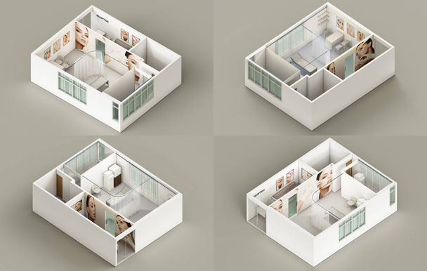 Plastic surgery doctors clinic isometric interior architectural sheet - Photo, Image
