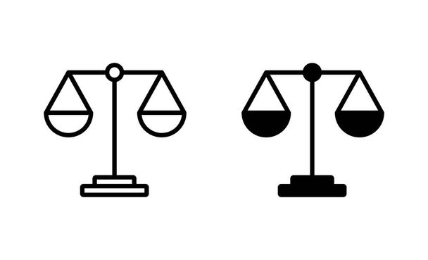 Schalen pictogrammen ingesteld. Een icoon van de wet. Rechtvaardigheidsteken en symbool - Vector, afbeelding