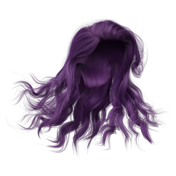Windblown hosszú hullámos haj elszigetelt fehér háttér, 3D Illusztráció, 3D Renderelés - Fotó, kép