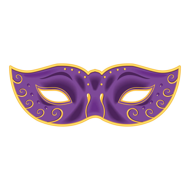 máscara púrpura mardi gras icono aislado - Vector, imagen