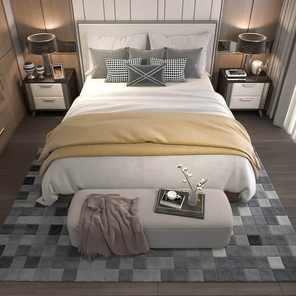 3d rendering camera da letto moderna scena interna  - Foto, immagini