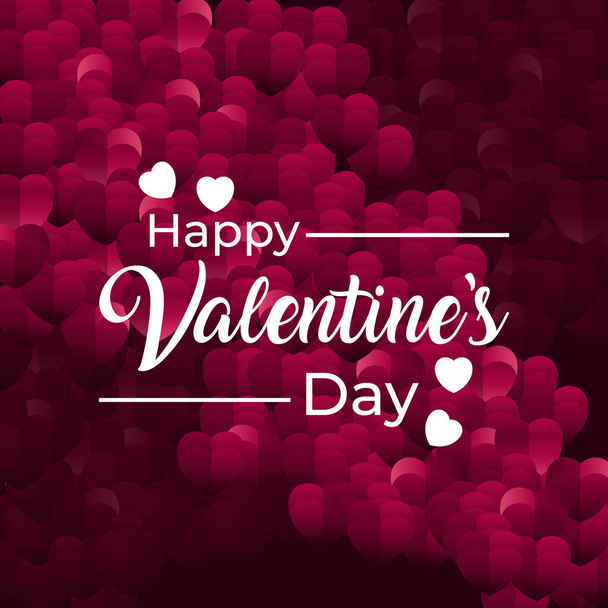 Happy Valentines Day concept, Hearts collection design, dark red background. Template for promotion, sale and shopping or background for women's day and love concept. Vector Illustration Template. - Vector, imagen