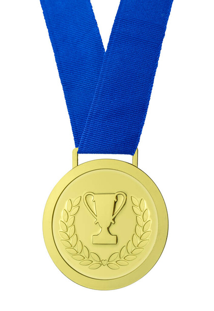Une médaille d'or isolée représentant la victoire et le succès - Photo, image