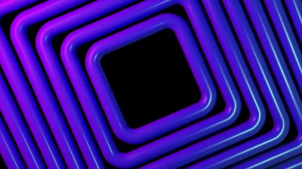 Hladké otáčení pozadí tvarů čtverců na izolovaném černém pozadí. Modrá barva. 3D animace bezešvé smyčky - Záběry, video