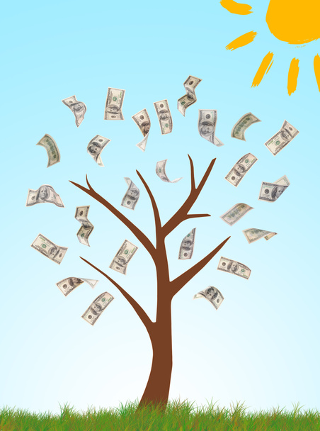 Árbol de dinero sobre fondo natural dibujado
 - Foto, imagen