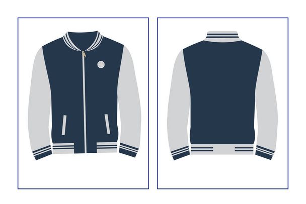 Vector slim fit jacket. Color navy blue sleeves white - Vector, Image