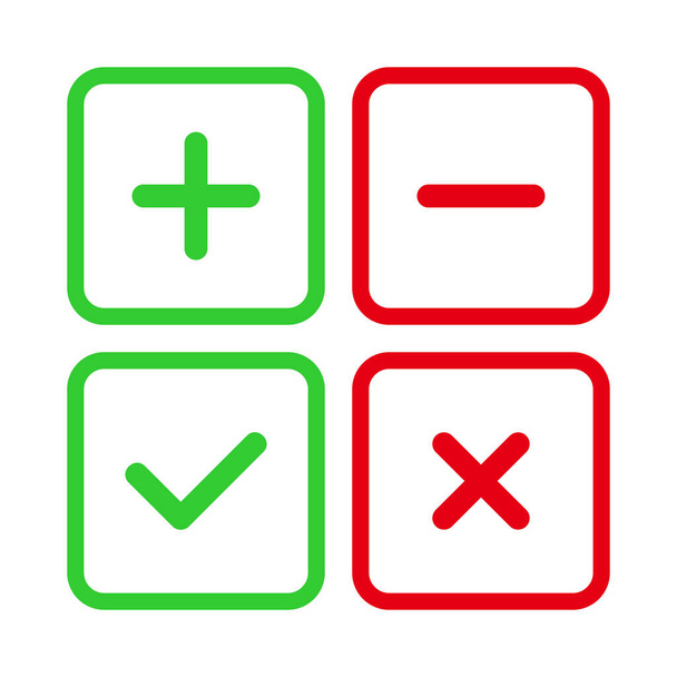 plus, minus, check mark and cross mark icon vector sign symbol - Vector, Image