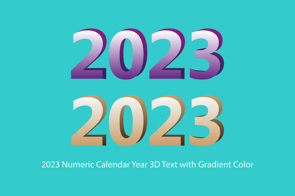 2023 Ano calendário numérico Texto 3D com desenho vetorial de cor gradiente. Feliz Ano Novo 2023. - Vetor, Imagem