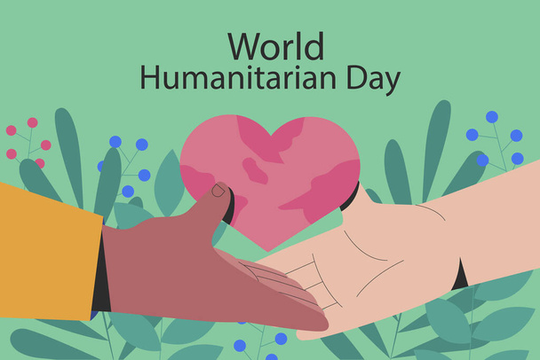Handgezeichnete flache Vektor-Illustration zum humanitären Welttag - Vektor, Bild