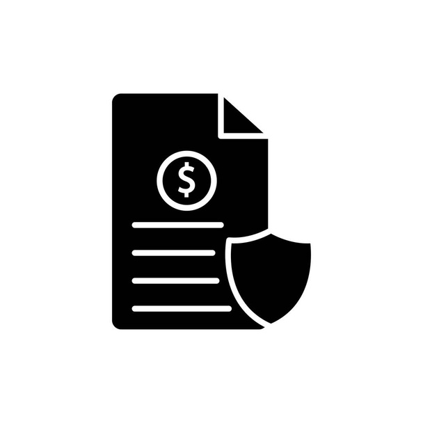 List icon illustration with dollar and shield. Insurance document symbol. glyph icon style. suitable for apps, websites, mobile apps. icon related to finance. Simple vector design editable - Vector, Image