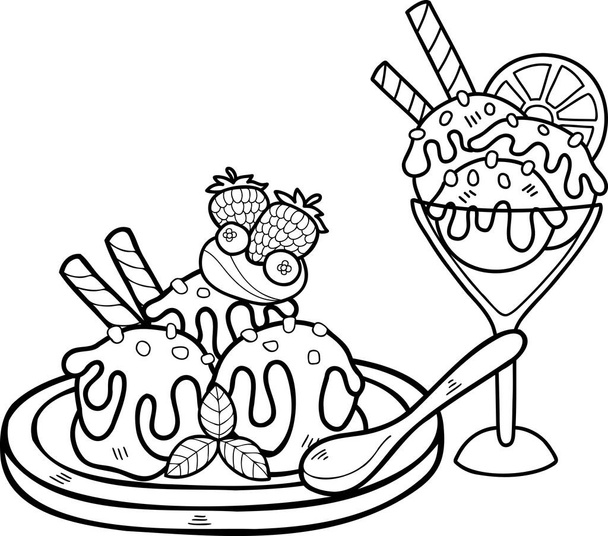 Ručně kreslená čokoláda a vápno zmrzlina ilustrace izolované na pozadí - Vektor, obrázek