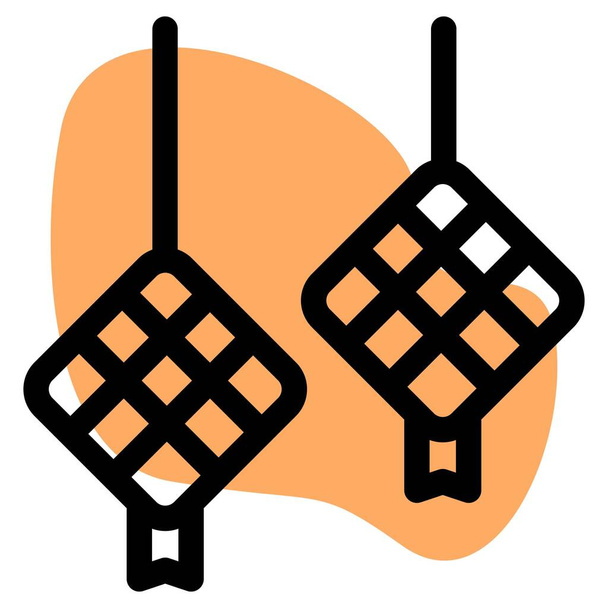 Ensemble d'icônes de contour ketupat chaud - Vecteur, image