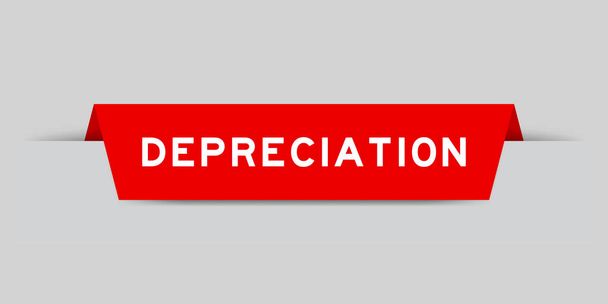 Etiqueta de color rojo insertada con depreciación de palabra sobre fondo gris - Vector, Imagen