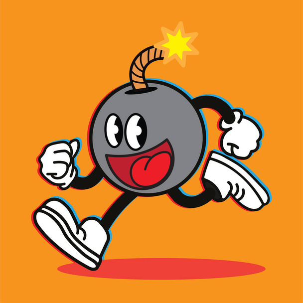 vintage cartoon bomb mascot - Foto, Imagem