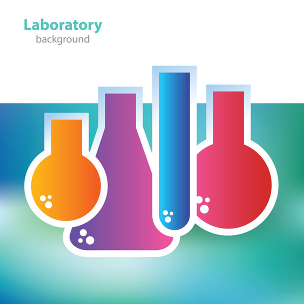 Science and research - colorful laboratory flasks - abstract background - Vector, Image