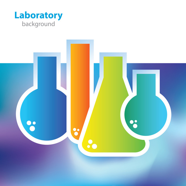 Наука та дослідження - барвисті лабораторні колби - абстрактний фон
 - Вектор, зображення
