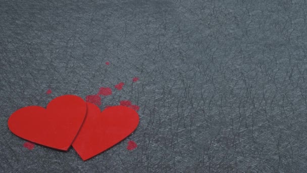Ystävänpäivä punaiset sydämet mustalla taustalla. Lisää sydämiä syntymässä takana.Kaunis Ystävänpäivä kortti, aseta vain tärkeä rakkausviesti. Hyvää ystävänpäivää.! - Materiaali, video