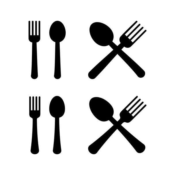 wektor ikony łyżki i widelca dla aplikacji webowych i mobilnych. łyżka, widelec i wektor ikony noża. znak i symbol restauracji - Wektor, obraz