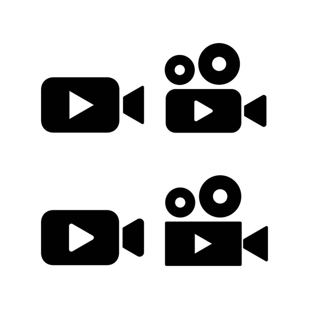 Вектор видеоиконок для веб и мобильного приложения. знак и символ видеокамеры. вывеска. кино - Вектор,изображение
