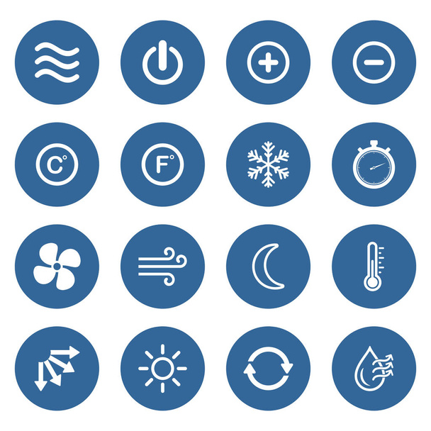 climatiseur, icône de ventilation ensemble symbole de signe vectoriel - Vecteur, image