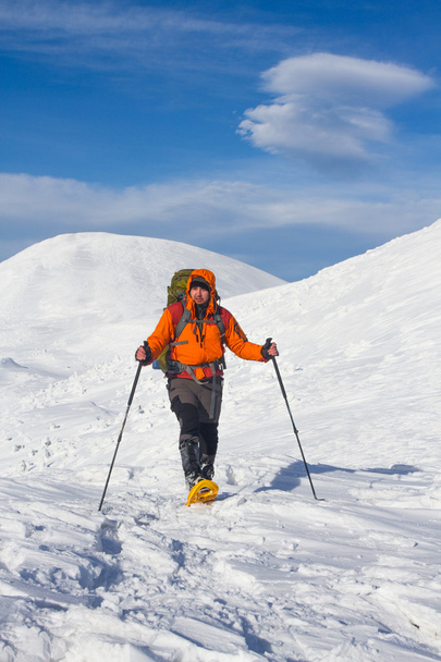 Hiker in winter mountains - Fotó, kép