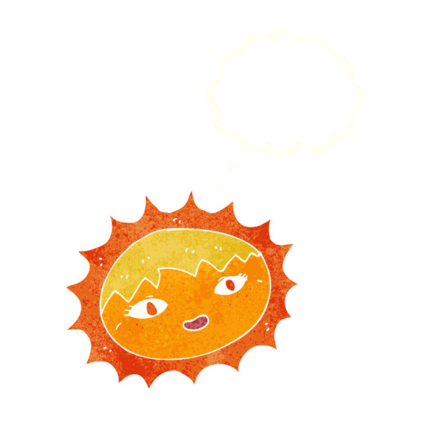 мультфильм довольно солнце с мыслей пузырь
 - Вектор,изображение