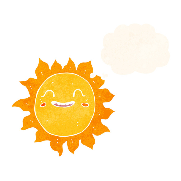 cartoon happy sun with thought bubble - Vektor, Bild