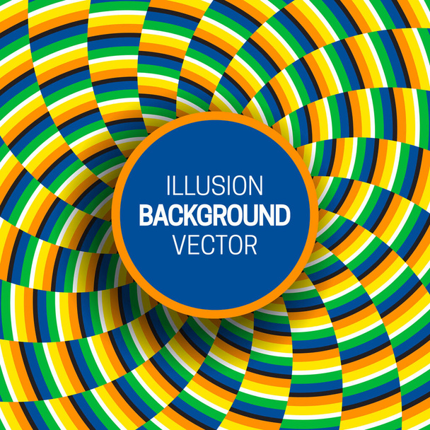 Runder Rahmen auf farbenfroher optischer Illusion hypnotischer Hintergrund bewegter Spiralmuster. - Vektor, Bild