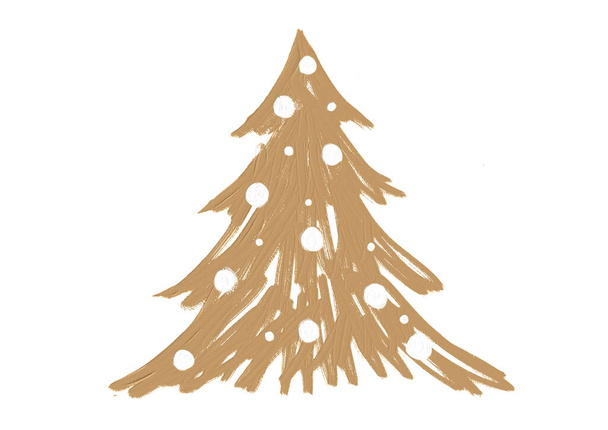 Ručně tažený olej tahu štětcem vánoční stromek s hvězdou izolované na png nebo průhledné pozadí. Grafické zdroje pro Nový rok, Narozeniny a luxusní kartu. - Fotografie, Obrázek