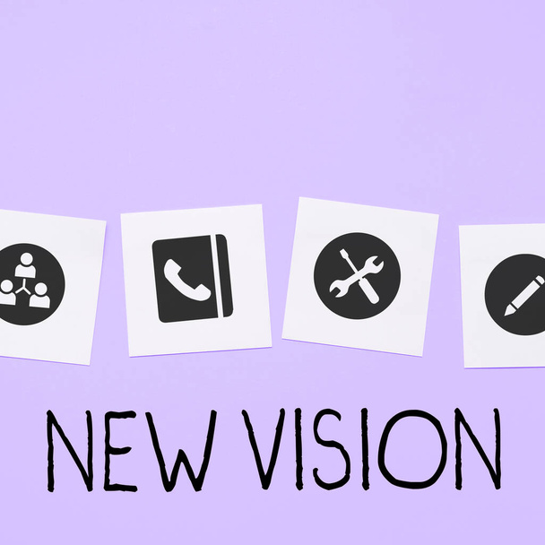 Znak wyświetlający New Vision, Conceptual zdjęcie widząc pewne przyszłe wydarzenia Nadzieja na przyszłość - Zdjęcie, obraz