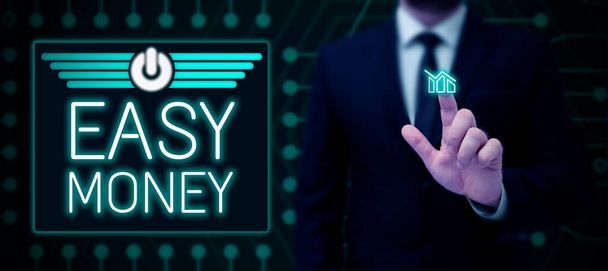 Signe affichant Easy Money, Internet Concept argent qui est facilement avoir et parfois malhonnêtement gagné - Photo, image