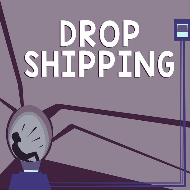 Концептуальний підпис Drop Shipping, бізнес-концепція відправки товарів від виробника безпосередньо клієнту замість продавця
 - Фото, зображення