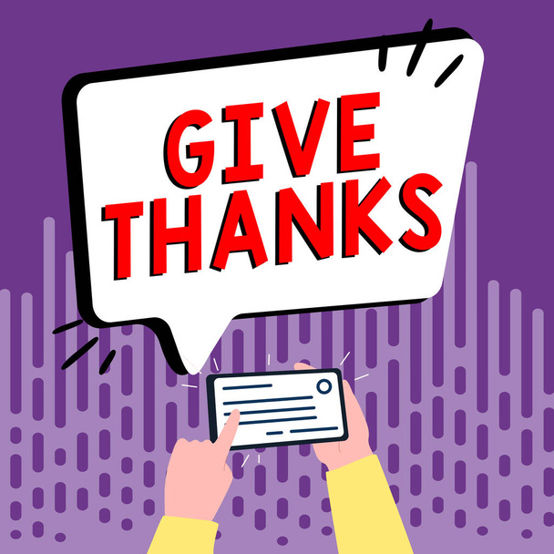Kavramsal başlık "Teşekkür et", "Minnettarlığını ifade et" ya da minnettarlığını göster. - Fotoğraf, Görsel