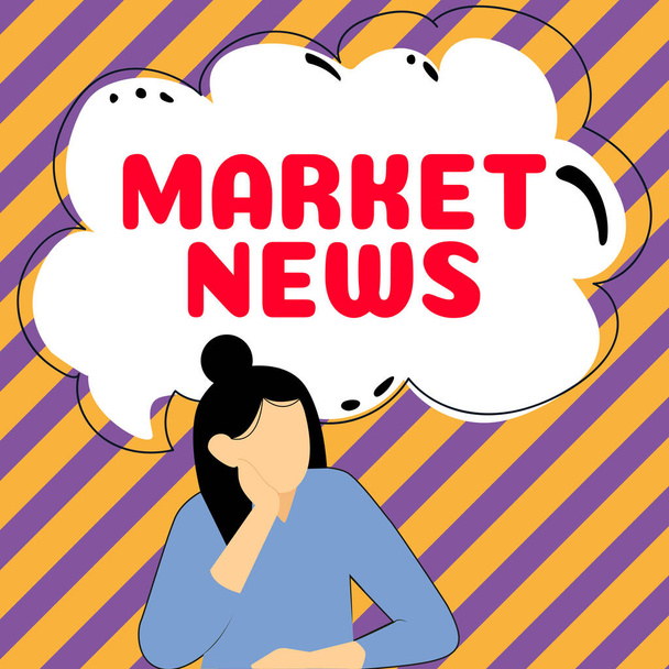 Sinal de texto mostrando Notícias de Mercado, ideia de negócio Aviso Comercial Relatório Comercial Atualização de Mercado Insight Corporativo - Foto, Imagem