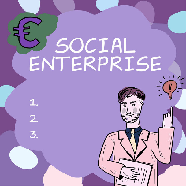 Konzeptionelle Bildunterschrift Social Enterprise, Geschäftsidee Unternehmen, das auf sozial verantwortliche Weise Geld verdient - Foto, Bild