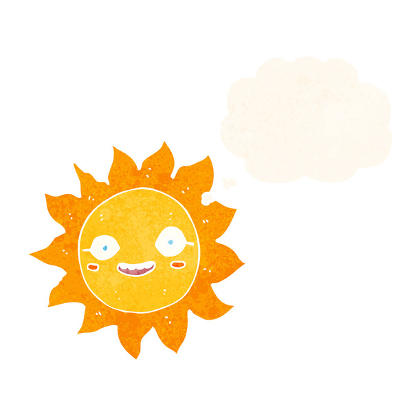 cartoon happy sun with thought bubble - Вектор,изображение