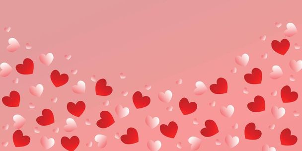Banner with many hearts on pink background - Vector, Image