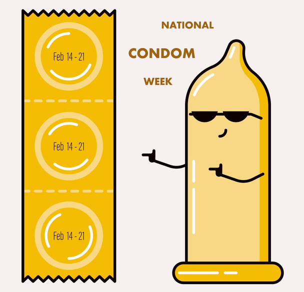 Banner per la Settimana Nazionale del Preservativo su sfondo bianco - Vettoriali, immagini