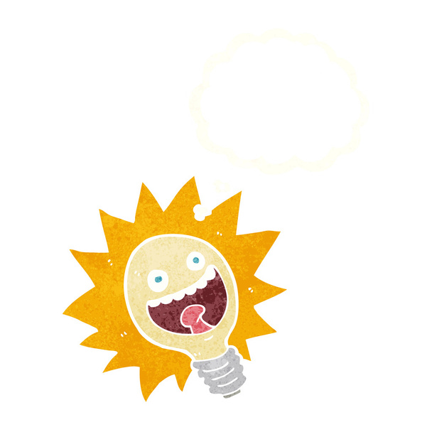 cartoon lightbulb with thought bubble - Vector, Image