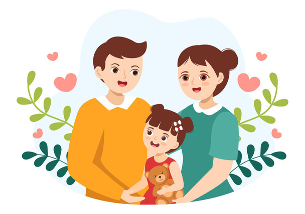 Kind adoptie agentschap door het nemen van kinderen te worden opgevoed, verzorgd en opgevoed met liefde in platte cartoon hand getekend sjabloon illustratie - Vector, afbeelding