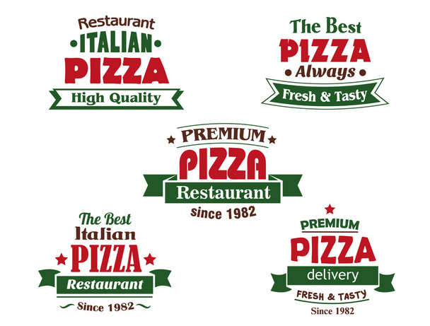 Ιταλική πίτσα εστιατόριο λογότυπο ή έμβλημα σχέδια - Διάνυσμα, εικόνα